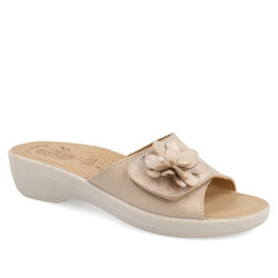 FLY FLOT T5B22FE Pantofole Casa Camera Donna Sintetico Beige Tacco Zeppa 4Cm Suola Gomma