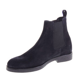 GINO TAGLI 101CM Stivaletti Casual Uomo Scamosciato Blu Tacco Grosso 3Cm Suola Gomma Gambale Caviglia