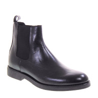 GINO TAGLI 101PL Stivaletti Casual Uomo Pelle Liscia Nero Tacco Grosso 3Cm Suola Gomma Gambale Caviglia