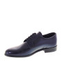 GINO TAGLI 621C Derby Cerimonia Uomo Pelle Abrasivata Blu Tacco Grosso 2Cm Suola Cuoio Mezza Gomma