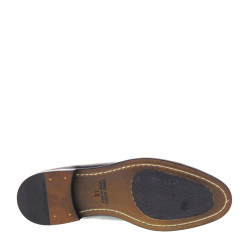 GINO TAGLI 621C Derby Cerimonia Uomo Pelle Abrasivata Blu Tacco Grosso 2Cm Suola Cuoio Mezza Gomma