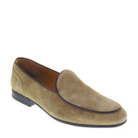 GINO TAGLI A109 Mocassini Moda Uomo Scamosciato Taupe Tacco Grosso 2Cm Suola Gomma