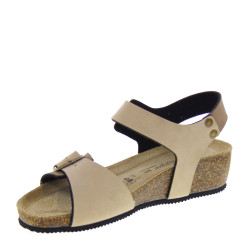 GOLD STAR 383Q Sandali Bio Donna Similpelle Nocciola Tacco Zeppa 4Cm Suola Gomma