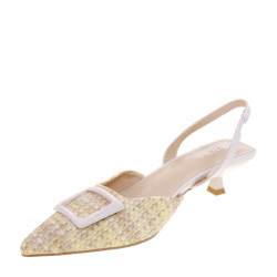 JOIA SHOES H8825 Slingback Cerimonia Donna Similpelle Beige Tacco Stiletto 4Cm Suola Gomma