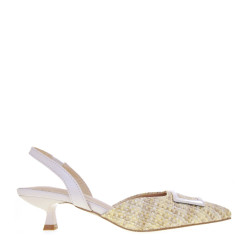 JOIA SHOES H8825 Slingback Cerimonia Donna Similpelle Beige Tacco Stiletto 4Cm Suola Gomma