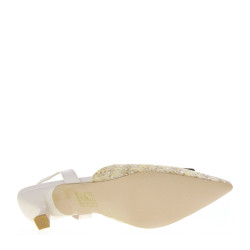 JOIA SHOES H8825 Slingback Cerimonia Donna Similpelle Beige Tacco Stiletto 4Cm Suola Gomma