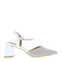JOIA SHOES HK1308 Slingback Cerimonia Donna Rafia Bianco Tacco Grosso 6Cm Suola Gomma
