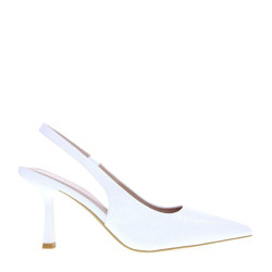 JOIA SHOES HY3016 Slingback Cerimonia Donna Similpelle Bianco Tacco Stiletto 8Cm Suola Gomma