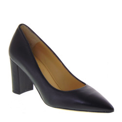 Le Briella Z527Atg Decollete Casual Donna Pelle Nero Tacco Grosso 7Cm Suola Cuoio Mezza Gomma Lavorazione Sacchetto