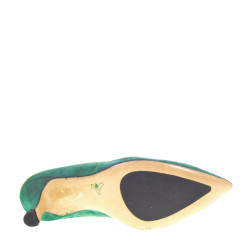 Le Briella Z527Ats Decollete Casual Donna Scamosciato Verde Tacco Sottile 7Cm Suola Cuoio Mezza Gomma Lavorazione Sacchetto