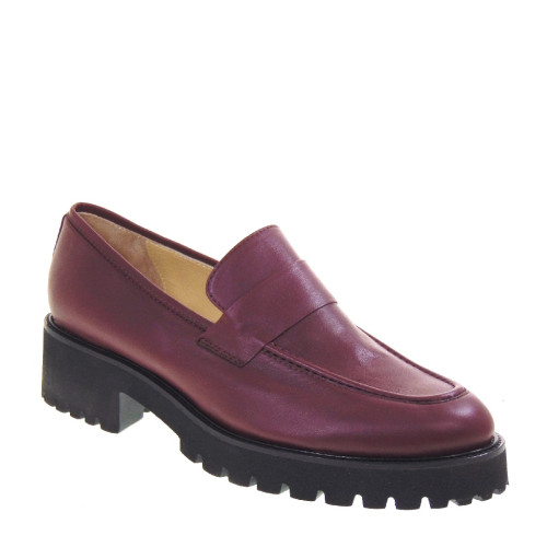 Le Briella Z799A Mocassini Casual Donna Pelle Bordeaux Tacco Grosso 5Cm Suola Extralight Lavorazione Sacchetto