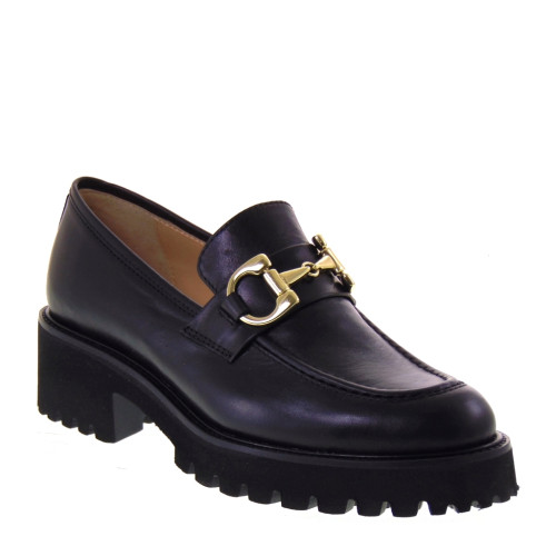 Le Briella Z800 Mocassini Casual Donna Pelle Nero Tacco Grosso 4Cm Suola Extralight Lavorazione Sacchetto