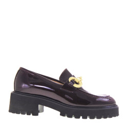 LE BRIELLA Z800C Mocassini Casual Donna Vernice Bordeaux Tacco Grosso 4Cm Suola Extralight