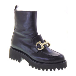 LE BRIELLA Z860 Stivaletti Casual Donna Pelle Nero Tacco Grosso 4Cm Suola Extralight Gambale Caviglia Lavorazione Sacchetto