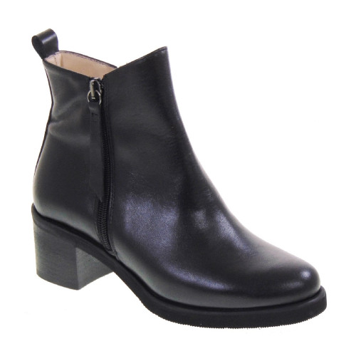 LE BRIELLA Z866 Stivaletti Casual Donna Pelle Nero Tacco Grosso 5Cm Suola Gomma Gambale Caviglia Lavorazione Sacchetto