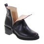 LE BRIELLA Z866 Stivaletti Casual Donna Pelle Nero Tacco Grosso 5Cm Suola Gomma Gambale Caviglia Lavorazione Sacchetto
