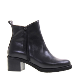 LE BRIELLA Z866 Stivaletti Casual Donna Pelle Nero Tacco Grosso 5Cm Suola Gomma Gambale Caviglia Lavorazione Sacchetto