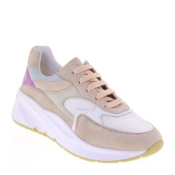 LUXURY CECIL0223 Sneaker Casual Donna Camoscio Tela Cipria Tacco Zeppa 5Cm Suola Poliuretano