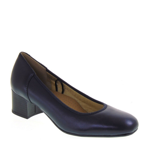 LUXURY LENA0023 Decollete Classici Donna Pelle Blu Tacco Grosso 4Cm Suola Gomma