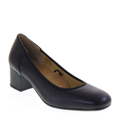 LUXURY LENA0023 Decollete Classici Donna Pelle Nero Tacco Grosso 4Cm Suola Gomma