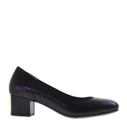 LUXURY LENA0023 Decollete Classici Donna Pelle Nero Tacco Grosso 4Cm Suola Gomma