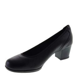 LUXURY LENA5022 Decollete Classici Donna Pelle Nero Tacco Grosso 5Cm Suola Gomma