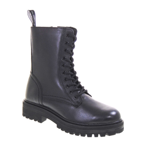 LUXURY MANILA51 Anfibi Casual Donna Pelle Nero Tacco Grosso 3Cm Suola Gomma Gambale Caviglia