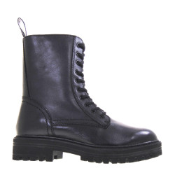 LUXURY MANILA51 Anfibi Casual Donna Pelle Nero Tacco Grosso 3Cm Suola Gomma Gambale Caviglia