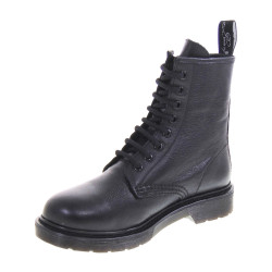 LUXURY MARTY51 Anfibi Casual Donna Pelle Nero Tacco Grosso 3Cm Suola Gomma Gambale Caviglia