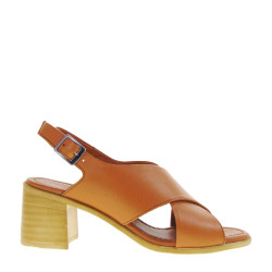 LUXURY MIMMA0123 Sandali Confort Donna Pelle Cuoio Tacco Grosso 5Cm Suola Gomma Light