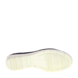 LUXURY PAOLA0123 Mocassini Classici Donna Pelle Blu Tacco Zeppa 3Cm Suola Gomma