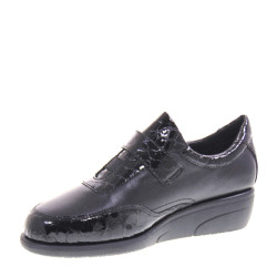 LUXURY PETRA52 Sneaker Casual Donna Pelle Vernice Nero Tacco Zeppa 4Cm Suola Gomma