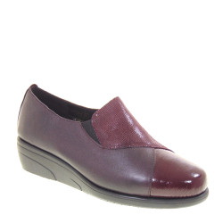 LUXURY PETRA53 Mocassini Casual Donna Pelle Bordeaux Tacco Zeppa 4Cm Suola Gomma