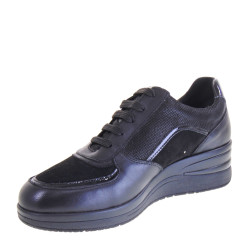 LUXURY REGINA502 Sneaker Casual Donna Pelle Nero Tacco Zeppa 4Cm Suola Gomma