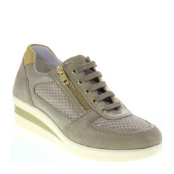 LUXURY RITA0623 Sneaker Casual Donna Scamosciato Beige Tacco Zeppa 5Cm Suola Gomma