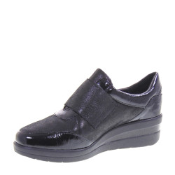 LUXURY RITA54 Sneaker Casual Donna Pelle Vernice Nero Tacco Zeppa 5Cm Suola Gomma