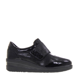 LUXURY RITA54 Sneaker Casual Donna Pelle Vernice Nero Tacco Zeppa 5Cm Suola Gomma