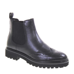 LUXURY SANDRA52 Stivaletti Casual Donna Pelle Nero Tacco Zeppa 6Cm Suola Gomma Gambale Caviglia