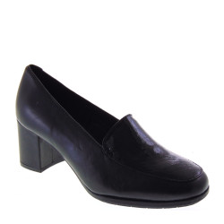 LUXURY VENERE5322 Mocassini Classici Donna Pelle Nero Tacco Grosso 6Cm Suola Gomma