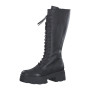 MARCO TOZZI 25603 Anfibi Casual Moda Donna Pelle Nero Tacco Grosso 5Cm Suola Gomma Gambale Ginocchio