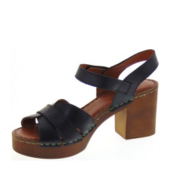 MARIKA MILANO ALICE Sandali Sportivi Donna Pelle Nero Tacco Grosso 7Cm Suola Poliuretano