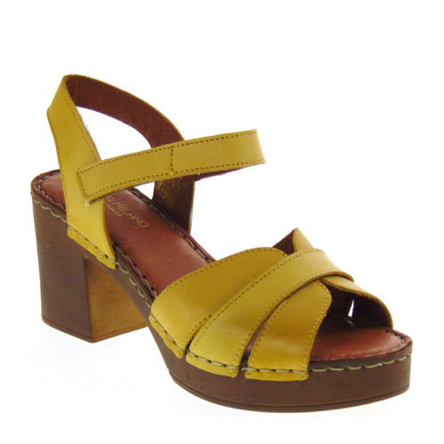 MARIKA MILANO ALICE Sandali Sportivi Donna Pelle Senape Tacco Grosso 7Cm Suola Poliuretano