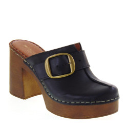 MARIKA MILANO DALILA Sabot Casual Donna Pelle Nero Tacco Grosso 9Cm Suola Poliuretano