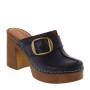 MARIKA MILANO DALILA Sabot Casual Donna Pelle Nero Tacco Grosso 9Cm Suola Poliuretano