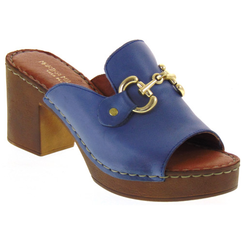 MARIKA MILANO ELISA Sandali Ciabatte Donna Pelle Jeans Tacco Grosso 7Cm Suola Poliuretano