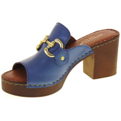 MARIKA MILANO ELISA Sandali Ciabatte Donna Pelle Jeans Tacco Grosso 7Cm Suola Poliuretano