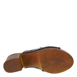 MARIKA MILANO ELISA Sandali Ciabatte Donna Pelle Nero Tacco Grosso 7Cm Suola Poliuretano