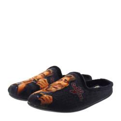 MARPEN SLIPPERS 503IV21 Pantofole Casa Camera Uomo Panno Nero  Suola Gomma