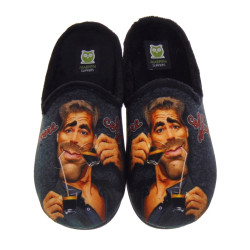 MARPEN SLIPPERS 503IV21 Pantofole Casa Camera Uomo Panno Nero  Suola Gomma