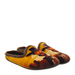 MARPEN SLIPPERS 504IV21 Pantofole Casa Camera Uomo Panno Marrone   Suola Gomma